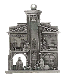 Fire Station Pewter Ornament - back view