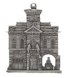 Fire Station Pewter Ornament - front view